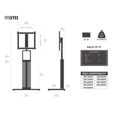 Підлогова стійка під ТБ Fitueyes Zen Series 32-65 "(S02N1444B-UK) Black