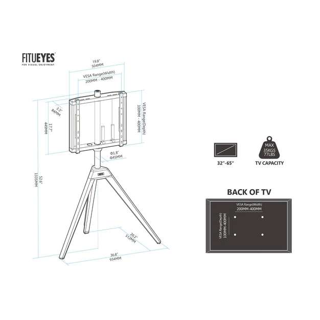 Підлогова стійка під ТБ Fitueyes Picasso Series 37-65″ (F08P1441L-UK) Walnut