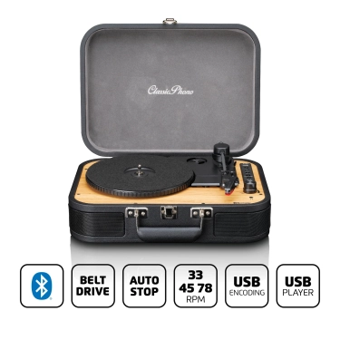 Вініловий програвач CLASSIC PHONO TT-116BK Retro Bluetooth із вбудованими динаміками, чорний