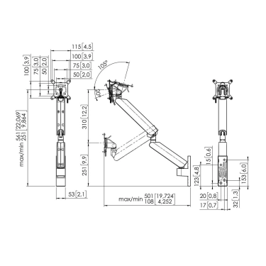 Кронштейн для монітора Vogel's MOMO 4136 Monitor Arm Motion Plus (black)