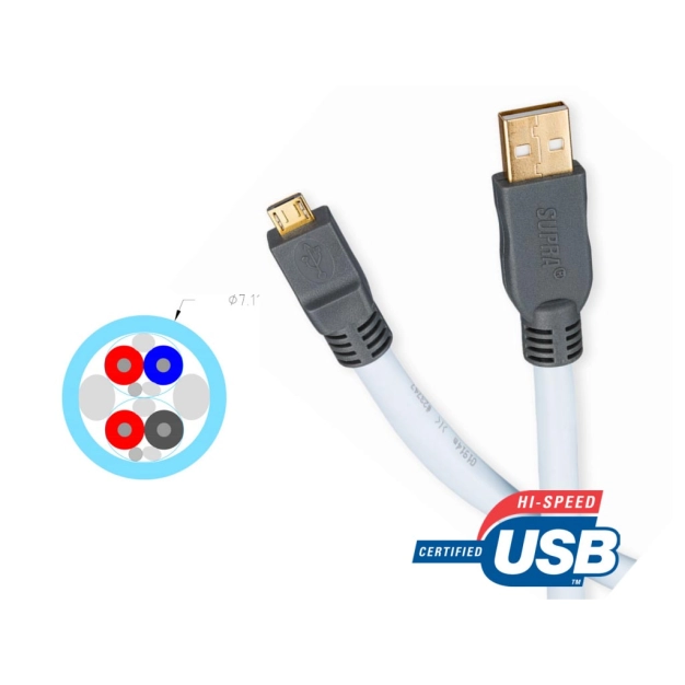 USB кабель Supra USB 2.0 A-MICRO B BLUE 3M