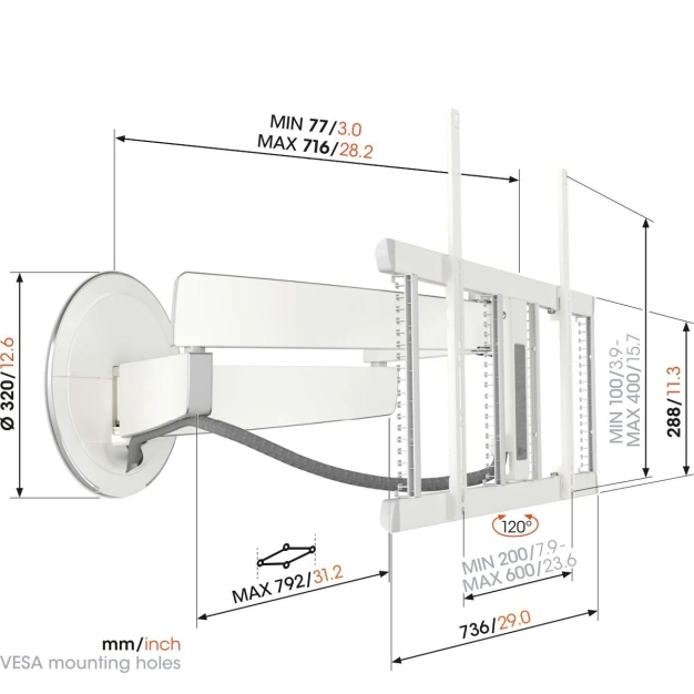 Vogel's TVM 7675 (white) Моторизований кронштейн настінний для LED/LCD/OLED