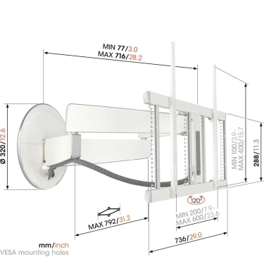 Vogel's TVM 7675 (white) Моторизований кронштейн настінний для LED/LCD/OLED