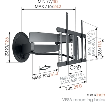 Vogel's TVM 7675 (black) Моторизований кронштейн настінний для LED/LCD/OLED