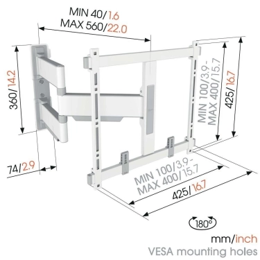 Vogel's TVM 5445 (white) Поворотний настінний кронштейн для LED/LCD/OLED