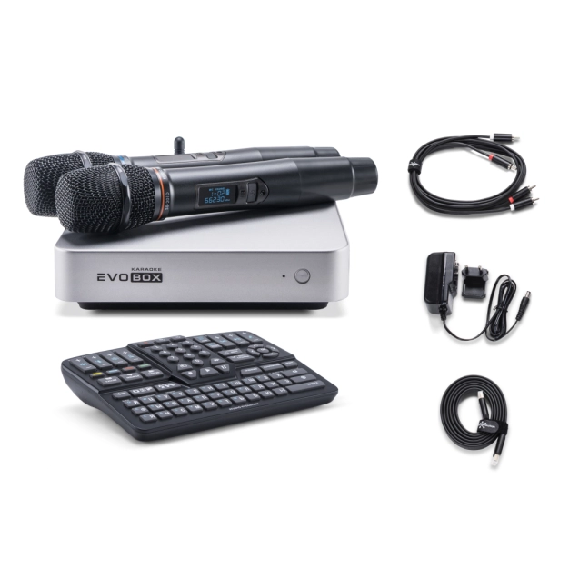 Караоке-система для дому EVOBOX Plus [Silver] з цифровими мікрофонами та EvoCase у комплекті