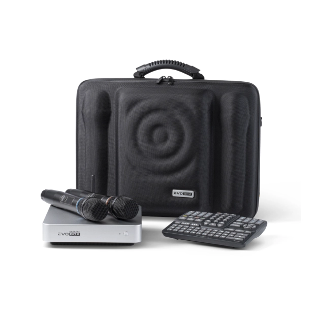 Караоке-система для дому EVOBOX Plus [Silver] з цифровими мікрофонами та EvoCase у комплекті
