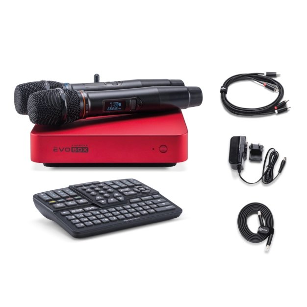 Караоке-система для дому EVOBOX Plus [Ruby] з цифровими мікрофонами та EvoCase у комплекті
