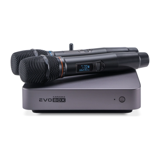 Karaoke system for home EVOBOX Plus [Graphite] with digital microphones and EvoCase included