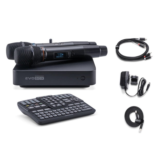 Караоке-система для дому EVOBOX Plus [Black] з цифровими мікрофонами та EvoCase у комплекті