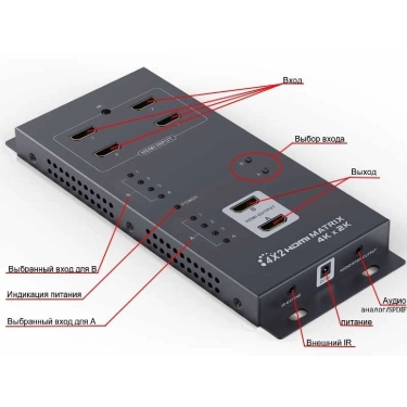 Матричний HDMI перемикач AVCom AVC442w 4kx2k 4x2 HDMI купити, ціна