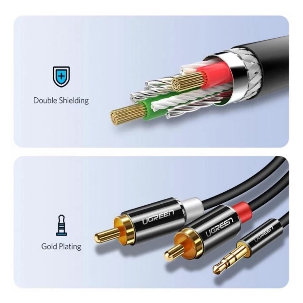 Аудіокабель Ugreen AV116 3.5 mm to 2RCA Audio Cable, 3 m Black 10590 Аудіокабель Ugreen AV116 3.5 mm to 2RCA Audio Cable, 3 m Black 10590