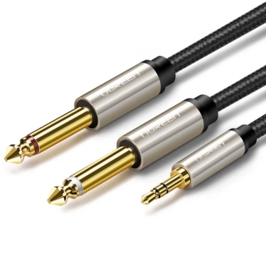 Аналоговий кабель Ugreen AV126 3.5 mm TRS to 2 x 6.3 mm TS, 2 m Gray 10615