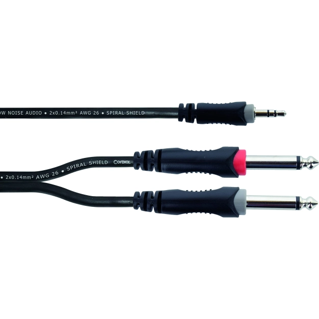 Кабель Cordial EY 1,5 WPP 1,5 м | Y-адаптер mini-jack 3.5 мм → 2×jack 6.3 мм моно