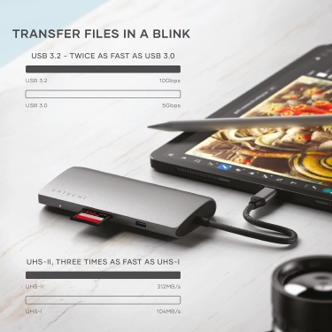 Адаптер Satechi USB-C 8K з Ethernet, Space Grey