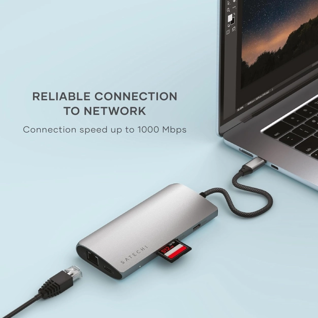Адаптер Satechi USB-C 8K з Ethernet, Space Grey Адаптер Satechi USB-C 8K з Ethernet, Space Grey