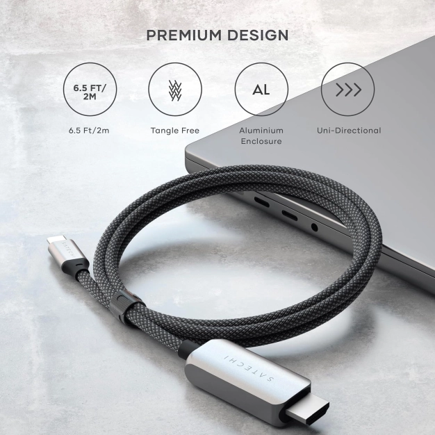 Кабель Satechi USB-C to HDMI 8K 1.8 м Space Grey Кабель Satechi USB-C to HDMI 8K 1.8 м Space Grey