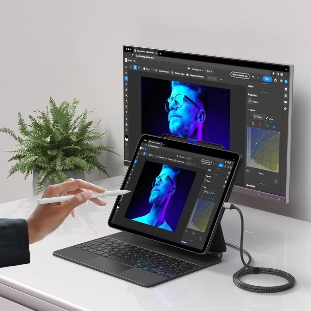 Кабель Satechi USB-C to HDMI 8K 1.8 м Space Grey Кабель Satechi USB-C to HDMI 8K 1.8 м Space Grey