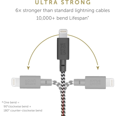 Кабель Lightning Native Union Belt Cable XL Zebra 3 м