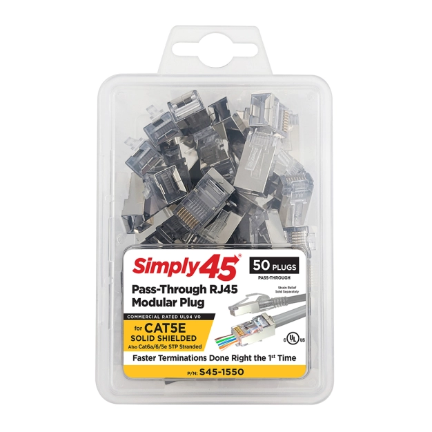 RJ45 конектори Simply45 S45-1550 Cat5e STP, 50 шт, екрановані