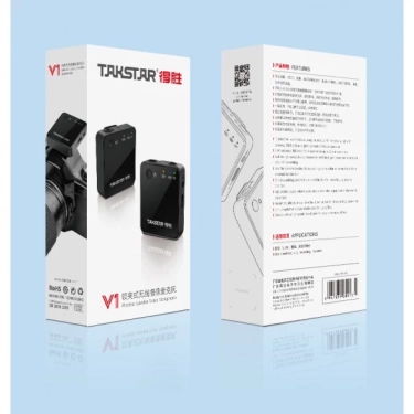 Мікрофон Takstar V1 Single Wireless Black для зйомки та стримінгу