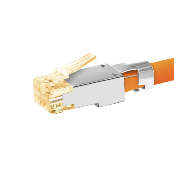 RJ45 конектор Simply45 S45-1155 10G Shielded External Ground, помаранчевий - 50 шт RJ45 конектор Simply45 S45-1155 10G Shielded External Ground, помаранчевий - 50 шт