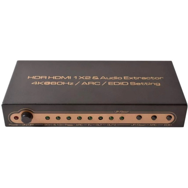 AirBase K-SP124KA V2.0 - HDMI спліттер 1×2 з аудіоекстрактором, 4K HDR