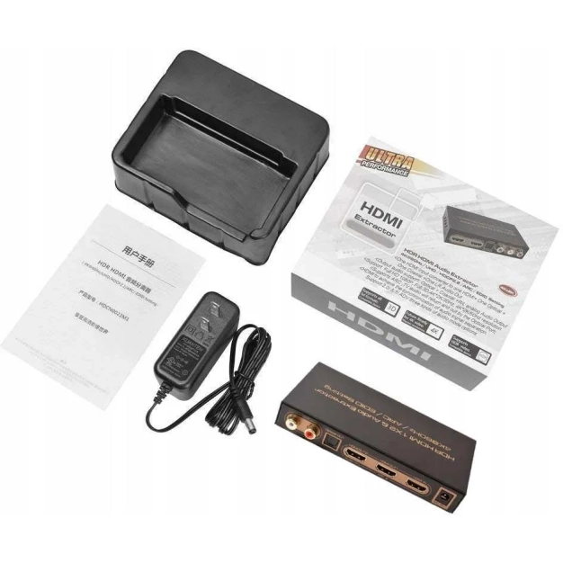 AirBase K-SP124KA V2.0 - HDMI спліттер 1×2 з аудіоекстрактором, 4K HDR