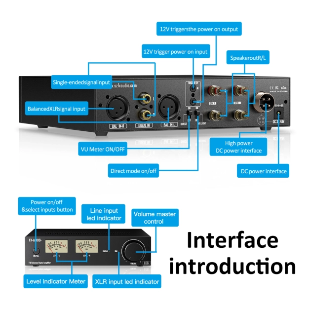 Підсилювач потужності FX-AUDIO L06 Black – 2×300Вт, повністю балансний