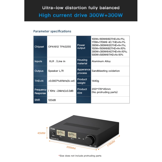 Підсилювач потужності FX-AUDIO L06 Black – 2×300Вт, повністю балансний