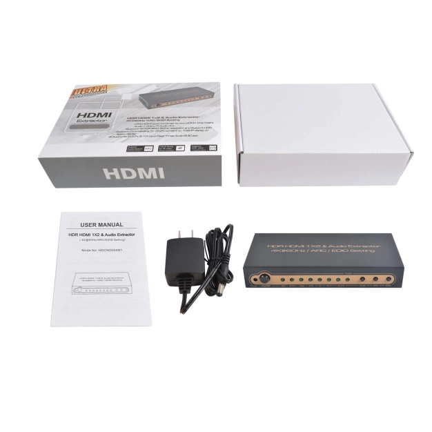 AirBase K-SP124KA-2 - HDMI 1×2 спліттер з Audio Extractor, HDR, ARC та EDID