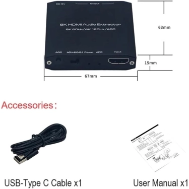 AirBase K-0058M1 - HDMI 2.1 аудіоекстрактор 8K HDR з ARC і SPDIF