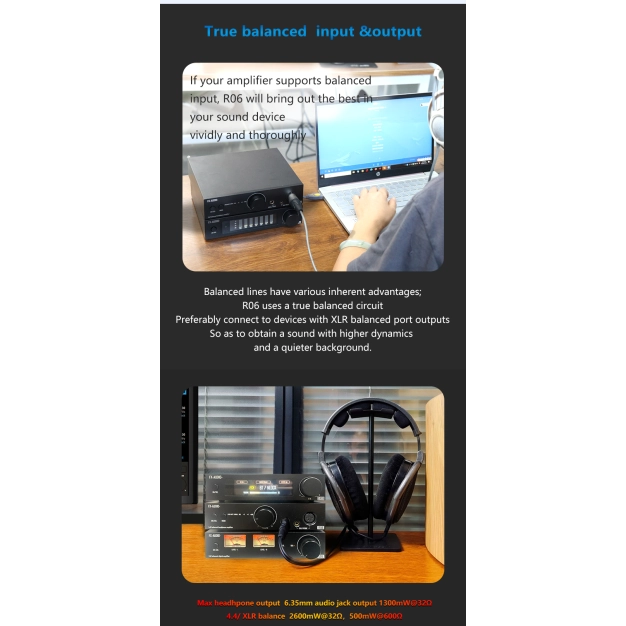 Підсилювач для навушників FX-AUDIO R06 Black — балансова архітектура