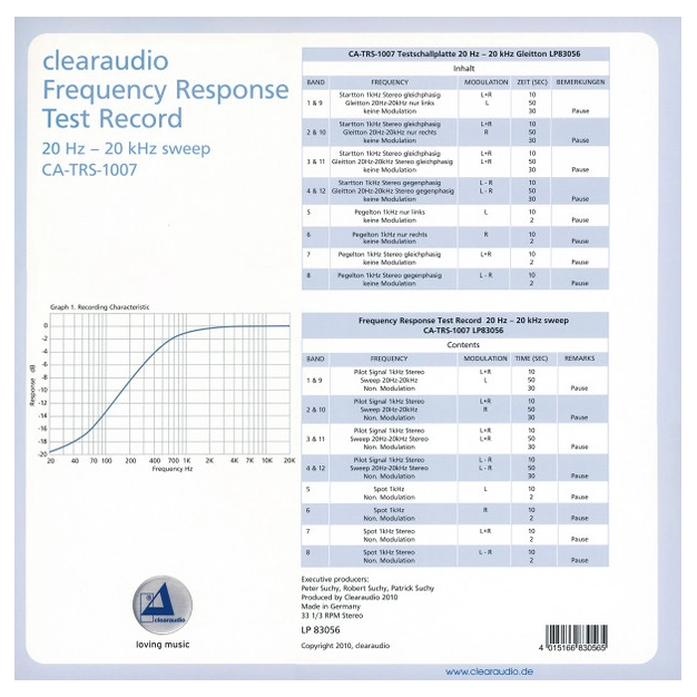 Тестова платівка Clearaudio CA-TRS-1007 Test Record (LP83056)