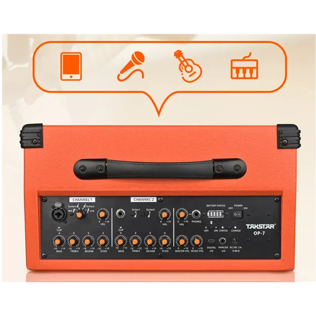 Такстар OP-7 Orange — Портативна акустика 100Вт з акумулятором 6+ годин роботи та Bluetooth 5.0