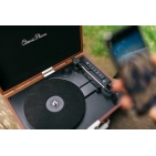 Вініловий програвач Lenco TT-120BNWH з Bluetooth, вбудованими динаміками та акумулятором Brown/White