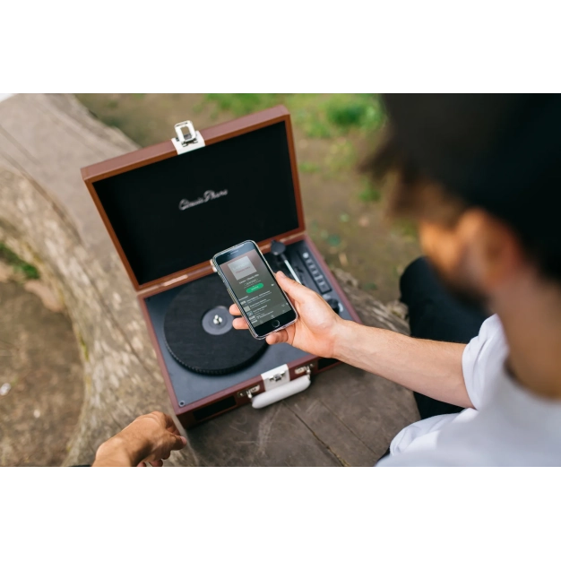 Вініловий програвач Lenco TT-120BNWH з Bluetooth, вбудованими динаміками та акумулятором Brown/White