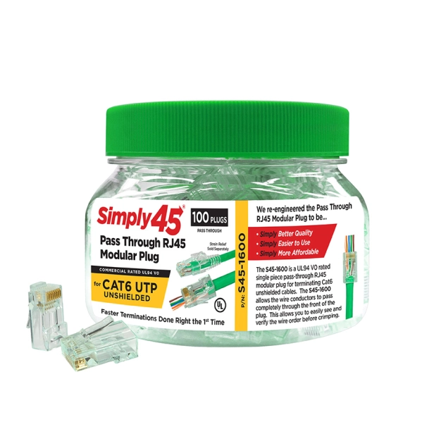 RJ45 конектори SCP Simply45 S45-1600 Cat6 UTP (100 шт)