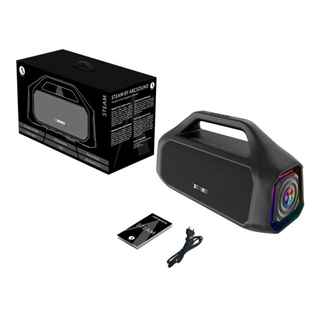 Bluetooth колонка ArcSound STEAM 200W Black із потужним басом