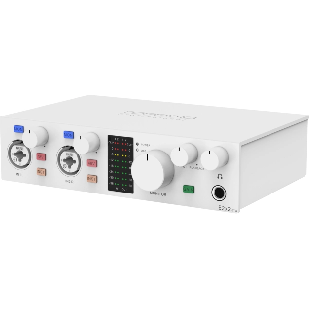 Аудіоінтерфейс Topping Professional E2x2 OTG White для запису та стримінгу