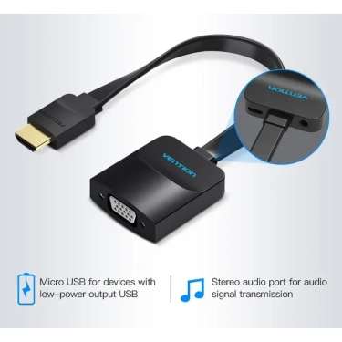 Vention ACKBB HDMI-VGA 0.2 м - перехідник зі звуком