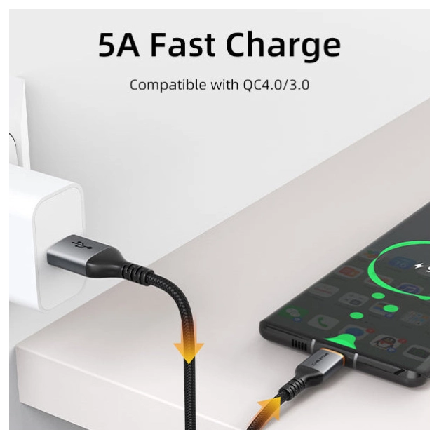 Cabletime CA50L USB-A - USB-C 2 м, 5A Black