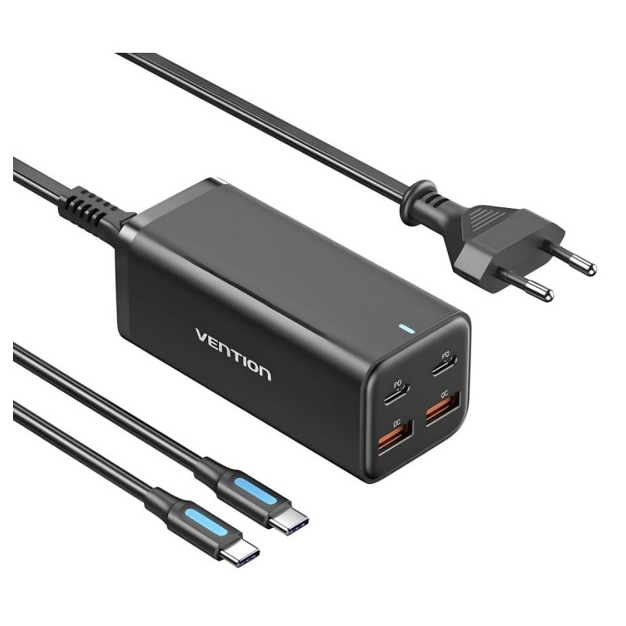 Зарядний пристрій Vention FBSBG-EU 4 порти 200W Black