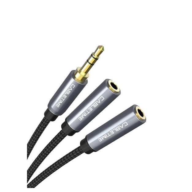 Cabletime CF14B - аудіорозгалужувач 3.5 мм, чорний, 0.2 м