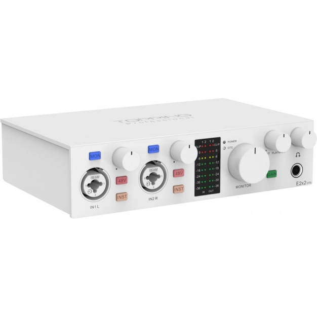 Аудіоінтерфейс Topping Professional E2x2 OTG White для запису та стримінгу