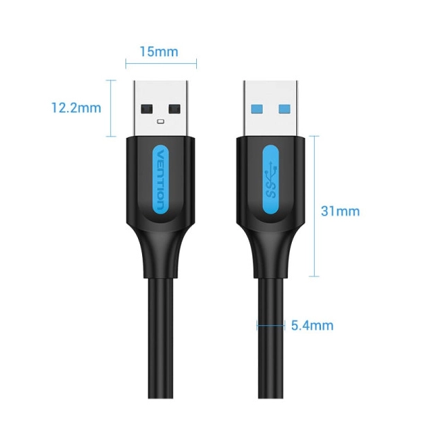 Vention CONBF USB-A - USB-A 1 м, 5 Гбіт/с, Black