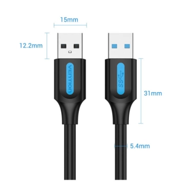 Vention CONBF USB-A - USB-A 1 м, 5 Гбіт/с, Black
