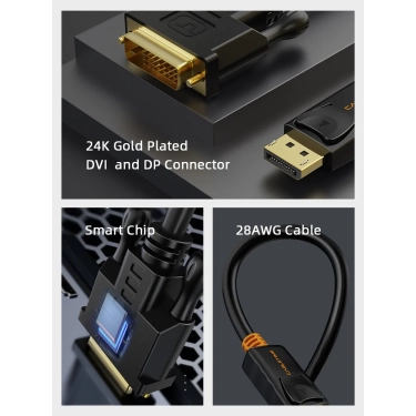 Cabletime CD34K DisplayPort-DVI 1,8 м Black - Full HD 60 Гц