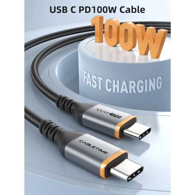 Cabletime CU03L 1 м - USB-C кабель 100W Black