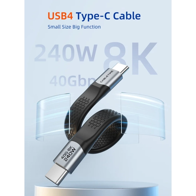 Кабель Cabletime CU45B USB-C 0,15 м PD240W Black